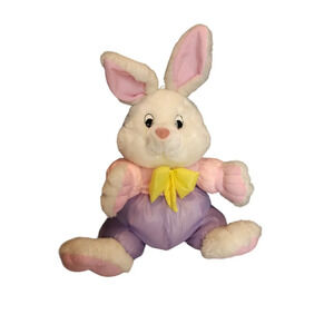 Kids of America Nylon Rabbit Plush 18 Inch Pink Purple Body Stuffed Animal Toy